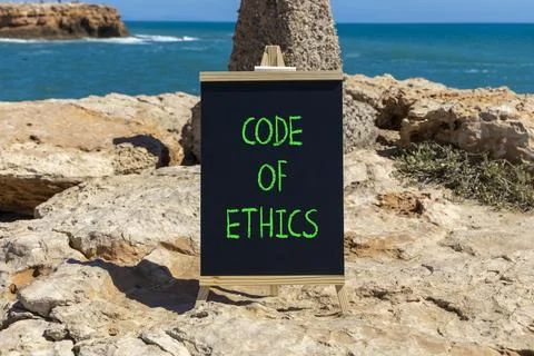 Code of ethics words symbol. Concept words Code of ethics on beautiful blac.. 스톡 사진
