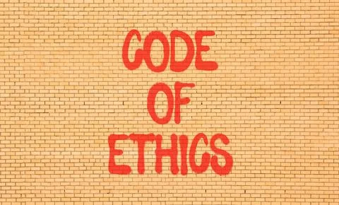 Code of ethics words symbol. Concept words Code of ethics on beautiful bric.. 스톡 사진