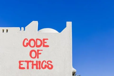 Code of ethics words symbol. Concept words Code of ethics on beautiful whit.. 스톡 사진