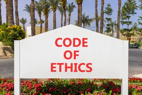 Code of ethics words symbol. Concept words Code of ethics on beautiful whit.. 스톡 사진