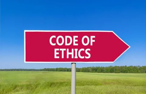 Code of ethics words symbol. Concept words Code of ethics on beautiful red .. Foto stock
