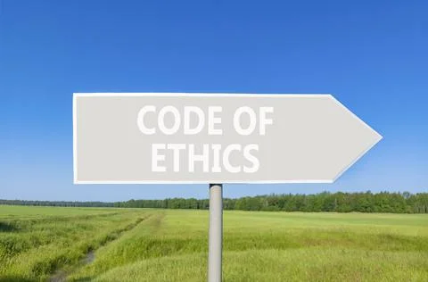 Code of ethics words symbol. Concept words Code of ethics on beautiful grey.. 스톡 사진