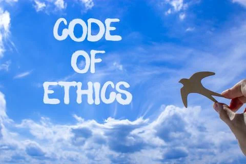 Code of ethics words symbol. Concept words Code of ethics on beautiful blue.. Foto stock