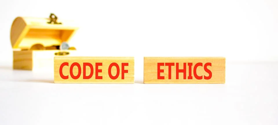 Code of ethics words symbol. Concept words Code of ethics on beautiful wood.. Stock Photos