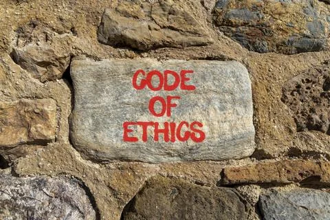 Code of ethics words symbol. Concept words Code of ethics on beautiful grey.. 스톡 사진