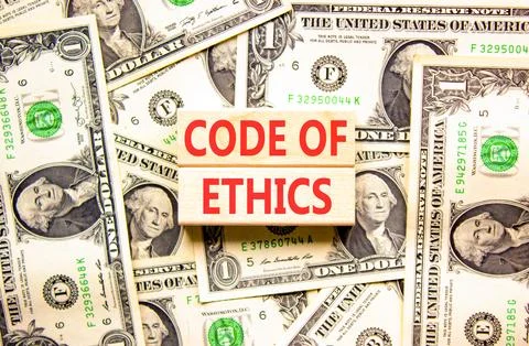 Code of ethics words symbol. Concept words Code of ethics on beautiful wood.. Stock Photos