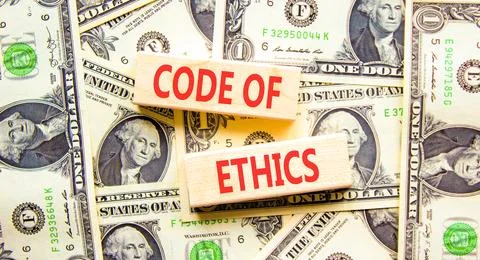 Code of ethics words symbol. Concept words Code of ethics on beautiful wood.. Foto stock