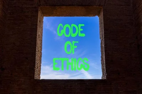 Code of ethics words symbol. Concept words Code of ethics on beautiful wind.. 库存照片