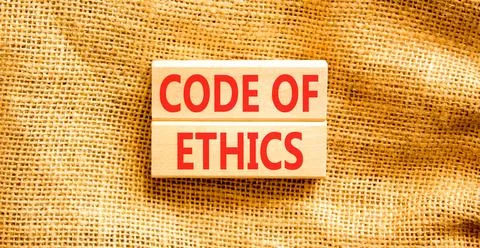 Code of ethics words symbol. Concept words Code of ethics on beautiful wood.. Foto stock