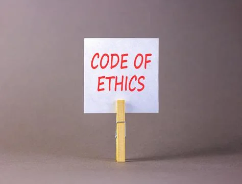 Code of ethics words symbol. Concept words Code of ethics on beautiful whit.. 库存照片