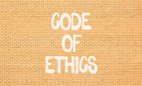 Code of ethics words symbol. Concept words Code of ethics on beautiful bric.. Stock Photos