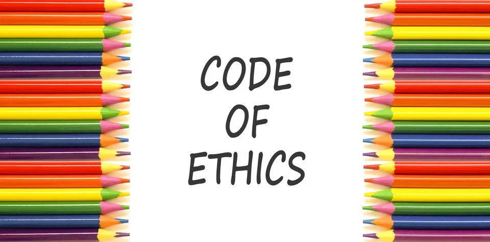 Code of ethics words symbol. Concept words Code of ethics on beautiful whit.. Stock Photos