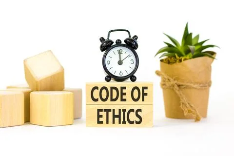 Code of ethics words symbol. Concept words Code of ethics on beautiful wood.. Stock-Fotos