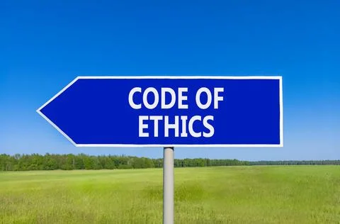 Code of ethics words symbol. Concept words Code of ethics on beautiful blue.. Foto stock