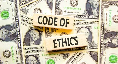 Code of ethics words symbol. Concept words Code of ethics on beautiful wood.. Foto stock