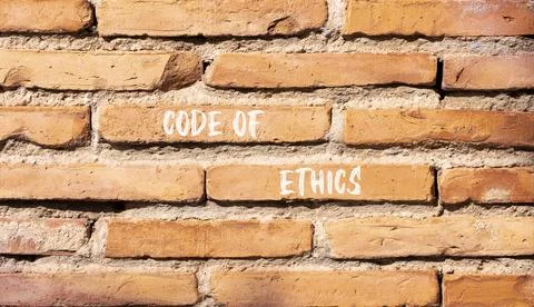 Code of ethics words symbol. Concept words Code of ethics on beautiful bric.. 스톡 사진