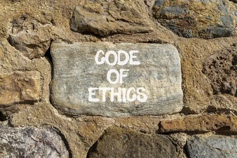 Code of ethics words symbol. Concept words Code of ethics on beautiful grey.. Stockfoto's
