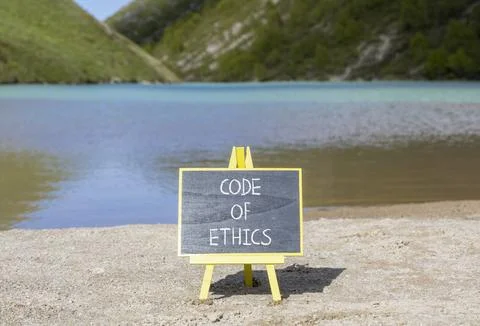 Code of ethics words symbol. Concept words Code of ethics on beautiful blac.. Stockfoto's