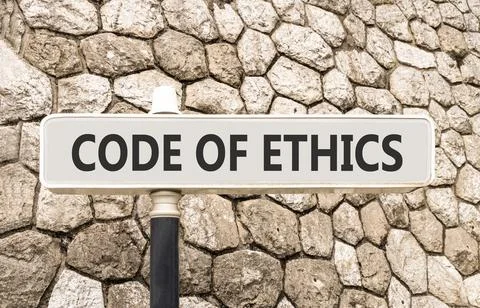 Code of ethics words symbol. Concept words Code of ethics on beautiful grey.. 스톡 사진
