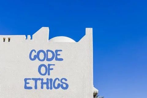 Code of ethics words symbol. Concept words Code of ethics on beautiful whit.. 스톡 사진