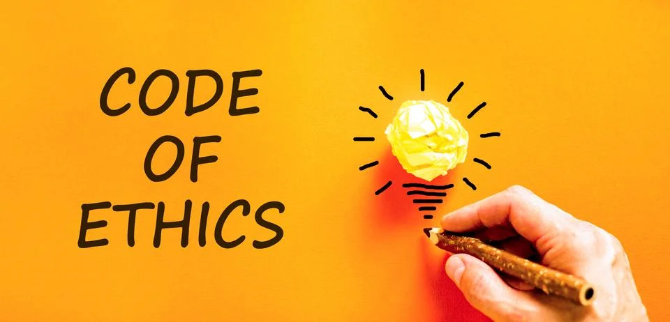 Code of ethics words symbol. Concept words Code of ethics on beautiful orange Foto stock