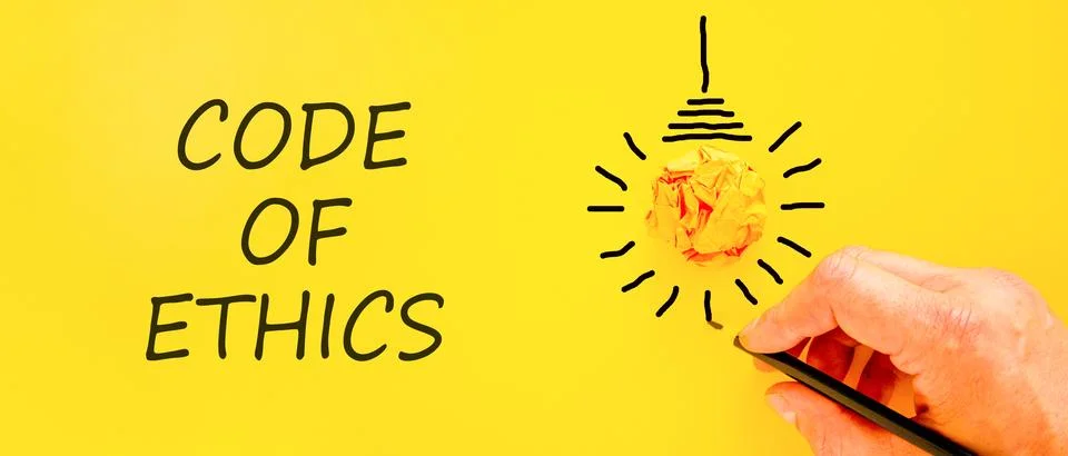 Code of ethics words symbol. Concept words Code of ethics on beautiful yell.. Stock-Fotos