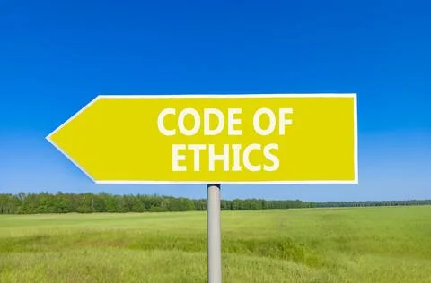 Code of ethics words symbol. Concept words Code of ethics on beautiful yell.. Fotos Stock