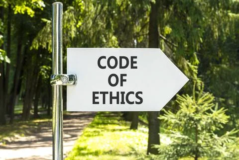 Code of ethics words symbol. Concept words Code of ethics on beautiful whit.. Fotos Stock