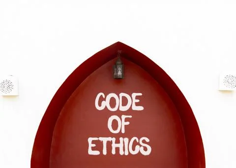Code of ethics words symbol. Concept words Code of ethics on beautiful red .. Fotos Stock