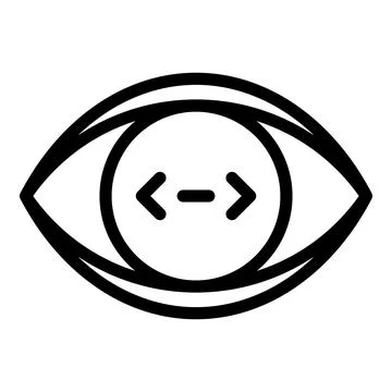 Code in the eye icon, outline style Stock Illustration