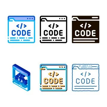Code file computer system vector thin line icon multistyle Stock-Illustration