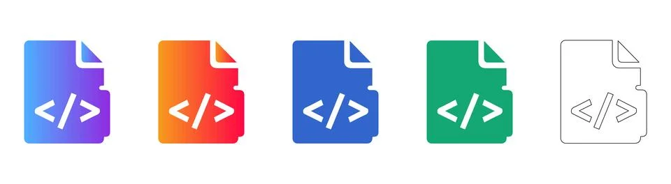 Code File Format Icons Set Stock Illustration