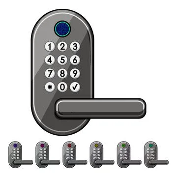 Code fingerprint door lock cartoon vector graphic Illustration