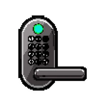 Code fingerprint door lock pixel art vector illustration Illustrazione stock