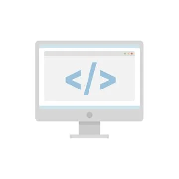 Code flat icon flat design vector 스톡 일러스트