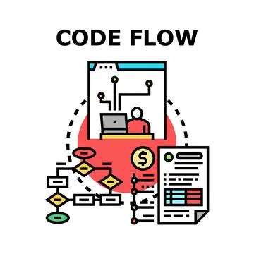 Code flow developing process with business software Stock-Illustration