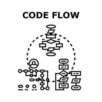 Code flow developing process diagram vector concept 스톡 일러스트