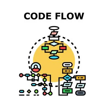 Code flow developing process diagram vector concept Stock Illustration