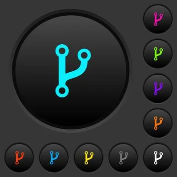 Code fork dark push buttons with color icons Stock Illustration