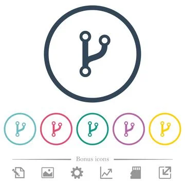 Code fork flat color icons in round outlines Illustrazione stock