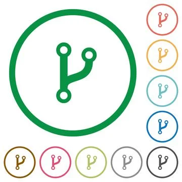 Code fork flat icons with outlines Stock Illustration