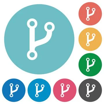 Code fork flat round icons Illustrazione stock