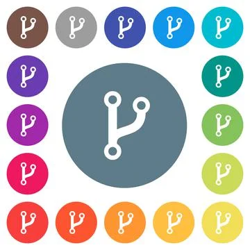 Code fork flat white icons on round color backgrounds Illustrazione stock