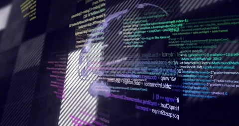 Code fragments drifting, starting world silhouette transforming rotating globe Stock Footage 327124952