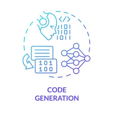 Code generation blue gradient concept icon 库存插图