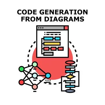 Code generation from diagrams using artificial intelligence Stock Illustration