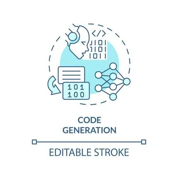 Code generation soft blue concept icon Stock Illustration