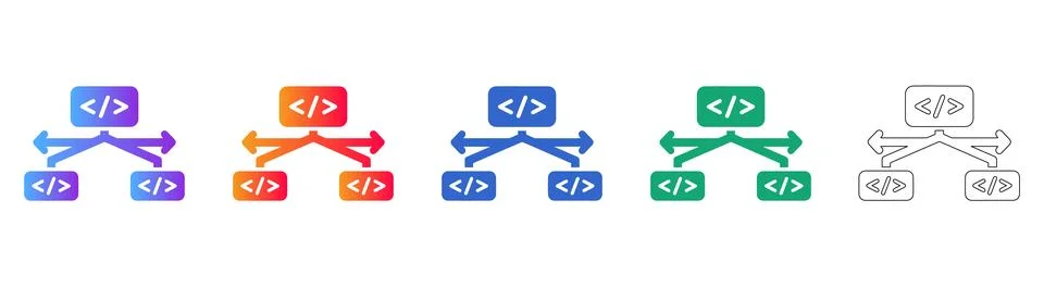 Code Hierarchy Structure Flowchart Icons Stockillustratie