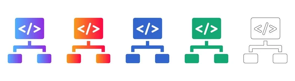 Code Hierarchy Structure Icon Set イラスト素材