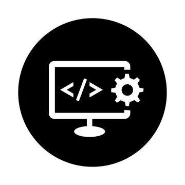 Code, html management icon. Black vector design. Stock Illustration